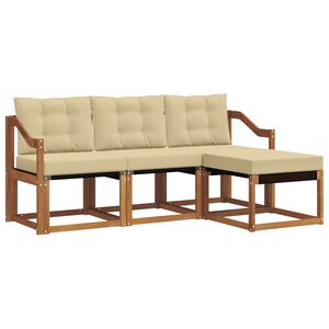 vidaXL Outdoor-Sofagarnitur mit Kissen 4 pcs Natur und Beige