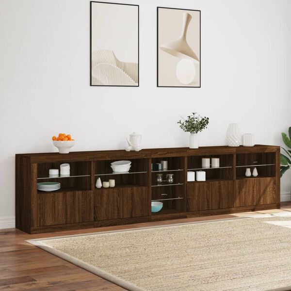 vidaXL Sideboard mit LED-Leuchten Braun Eichen-Optik 283x37x67 cm