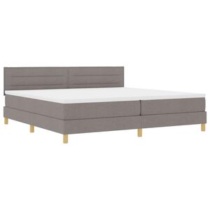 vidaXL LED Boxspringbett mit Matratze mit LED Taupe 200 x 200 cm Stoff