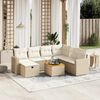 vidaXL 8-tlg. Garten-Sofagarnitur mit Kissen Beige Poly Rattan