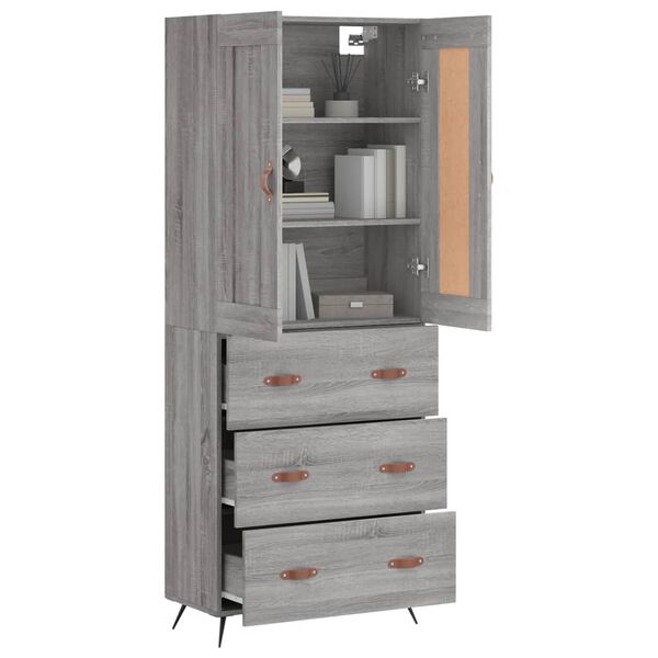 vidaXL Highboard Grau Sonoma 69,5x34x180 cm Holzwerkstoff