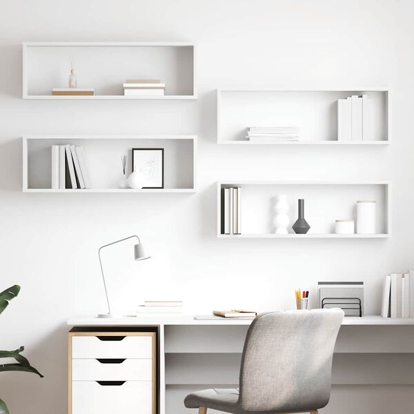 vidaXL W&uuml;rfelregale 4 Stk. Wei&szlig; 80x15x26,5 cm Holzwerkstoff