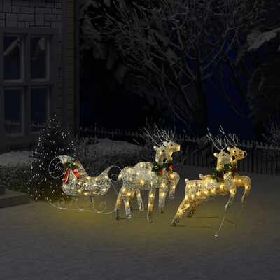 vidaXL LED-Rentier mit Schlitten Weihnachtsdeko 100 LEDs Outdoor Gold