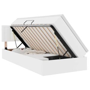 vidaXL Bett mit Stauraum und LED Reinwei&szlig; 90 x 200 cm Kunstleder