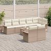 vidaXL Gartensofa-set mit Kissen 9 pcs Beige Poly-Rattan