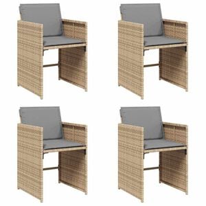 vidaXL Gartenst&uuml;hle mit Kissen 4 Stk. Beigemischung Poly Rattan