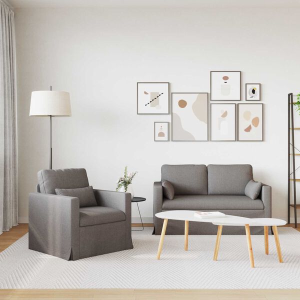 vidaXL Sofa 2 pcs Taupe 139 x 78 x 80 cm Stoff