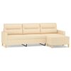 vidaXL 3-Sitzer-Sofa mit Hocker Creme 210 cm Stoff
