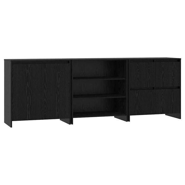 vidaXL Sideboard 3 pcs Schwarz Eichen-Optik 70 x 41 x 75 cm