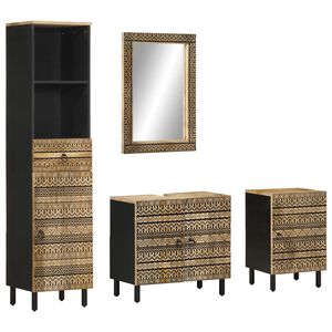 vidaXL 4-tlg. Badm&ouml;bel-Set Massivholz Mango