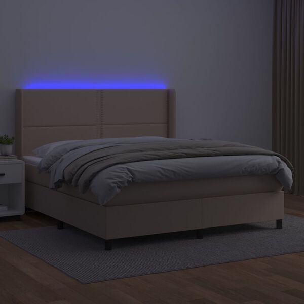 vidaXL Boxspringbett mit Matratze & LED Cappuccino-Braun 180x200cm