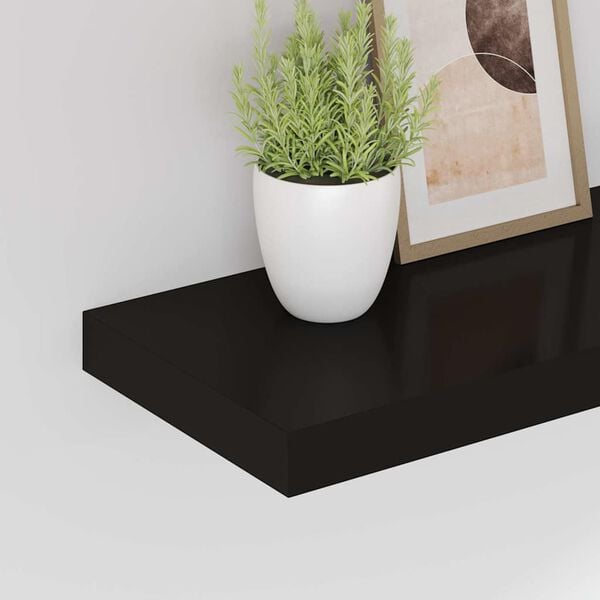 vidaXL Schweberegale 2 Stk. Schwarz 50x23x3,8 cm MDF