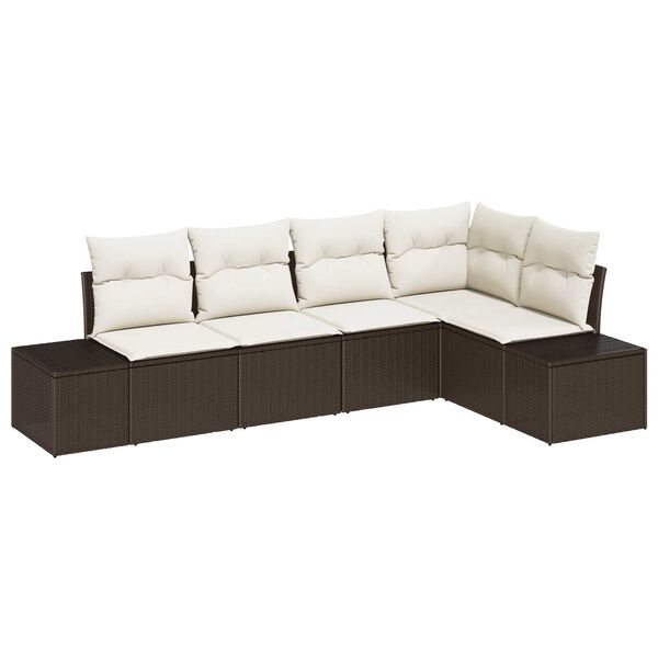 vidaXL Gartensofa-set 5 pcs Braun Poly-Rattan