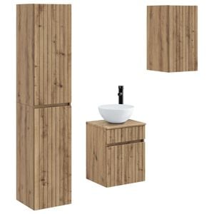 vidaXL Badezimmerm&ouml;bel-Set 3 Stk. Artisan-Eiche 33 x 34,5 x 160 cm