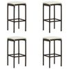 vidaXL Barhocker mit Kissen 4 Stk. Braun Poly Rattan