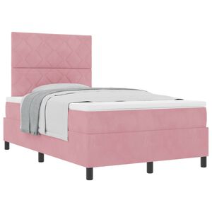 vidaXL Boxspringbett mit Matratze mit Kopfteil Rosa 120 x 200 cm Stoff