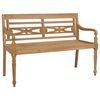 vidaXL Batavia-Gartenbank Rotes Karomuster-Kissen 120 cm Teak Massiv