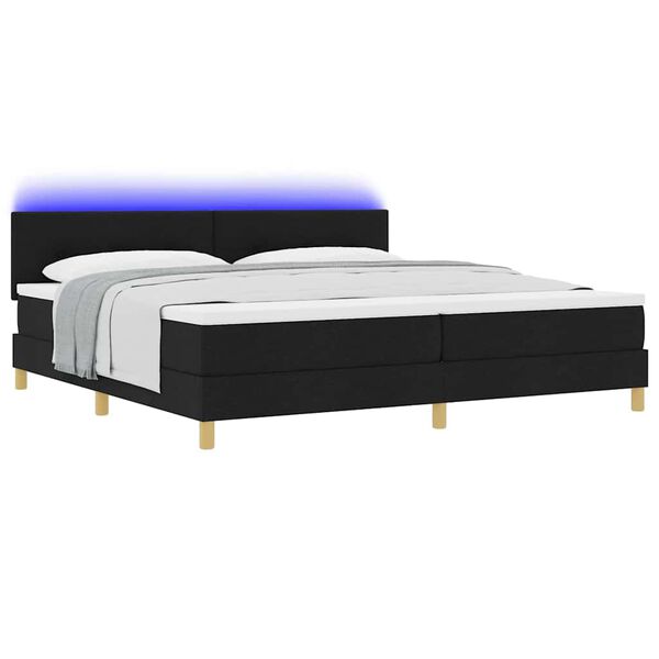 vidaXL LED Boxspringbett mit Matratze Schwarz 200 x 200 cm Stoff