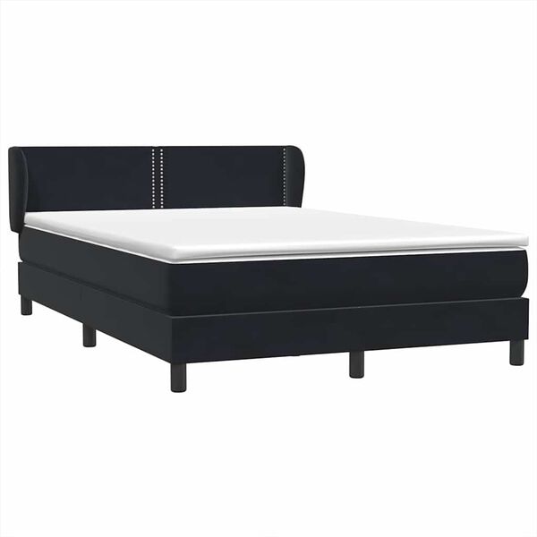 vidaXL Boxspringbett mit Matratze Schwarz 140x210 cm Samt