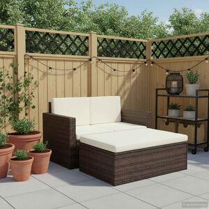 vidaXL 2-tlg. Garten-Lounge-Set mit Kissen Poly Rattan Braun