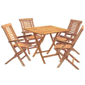 vidaXL 5-teiliges klappbares Garten-Bistro-Set Natur Massivholz Teak
