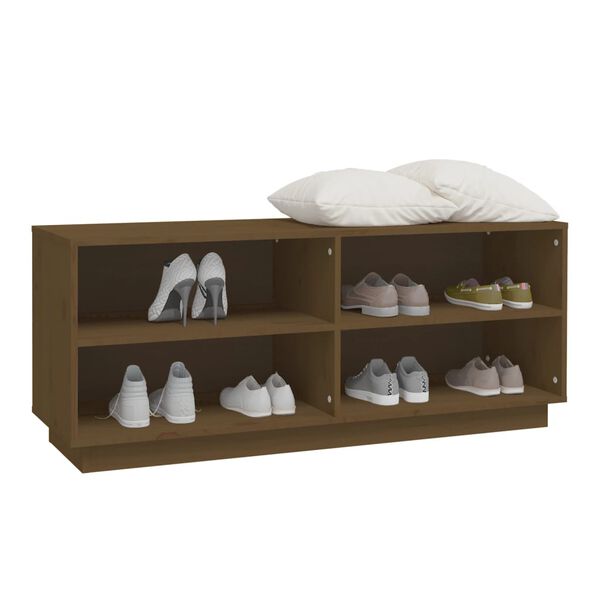 vidaXL Schuhregal Honigbraun 110x34x45 cm Massivholz Kiefer
