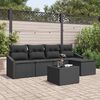vidaXL Sofa Set mit Kissen 6 pcs Schwarz Poly-Rattan