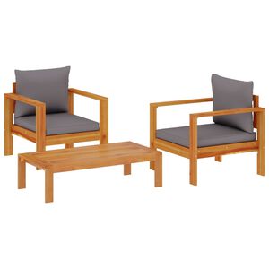 vidaXL 3-tlg. Garten-Sofagarnitur mit Kissen Massivholz Akazie