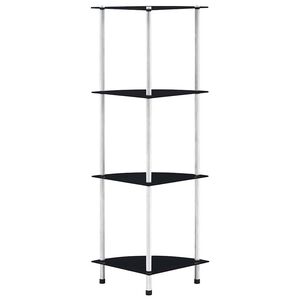 vidaXL Regal mit 4 Ablagen Schwarz 30x30x100 cm Hartglas