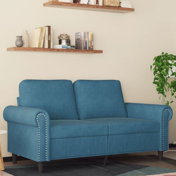 vidaXL 2-Sitzer-Sofa Blau 120 cm Samt