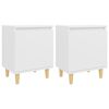 vidaXL Nachttische mit Massivholz-Beinen 2 Stk. Wei&szlig; 40x30x50 cm