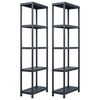 vidaXL Lagerregale 2 Stk. Schwarz 125 kg 60 x 30 x 180 cm Kunststoff