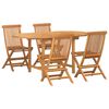 vidaXL Garten Essgruppe 5 pcs Braun Massivholz Teak