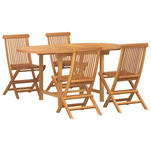 vidaXL Garten Essgruppe 5 pcs Braun Massivholz Teak