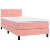 vidaXL Boxspringbett mit Matratze & LED Rosa 100x200 cm Samt