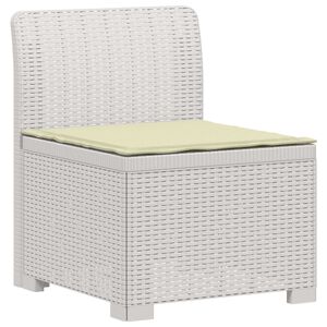 vidaXL 1-Sitzer Garten-Sofa mit Kissen Rattan-Look PP Wei&szlig;