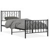 vidaXL Bettgestell mit Kopf- und Fu&szlig;teil Metall Schwarz 90x190 cm