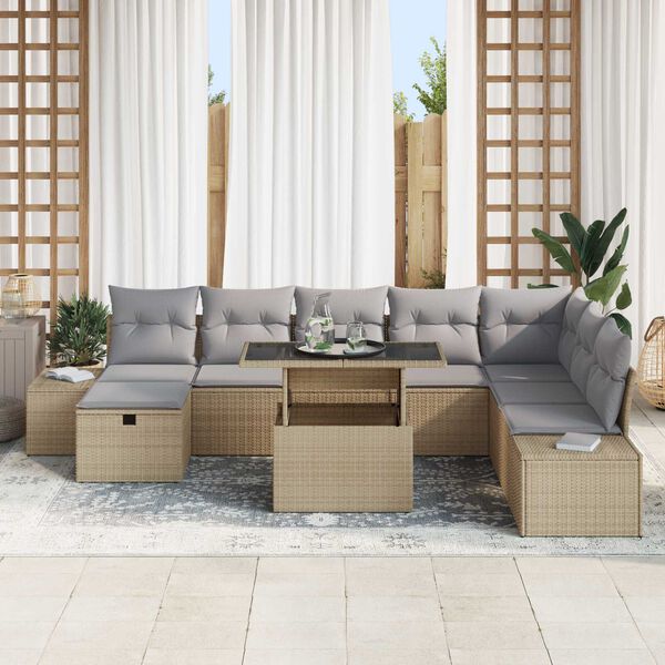 vidaXL Garten-Sofa-Set 11 pcs Beige Poly Rattan