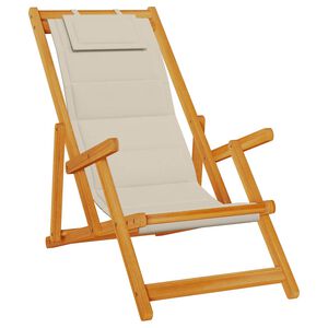 vidaXL Klappstuhl mit Armlehnen, taupefarbenes Akazienholz und Textilene