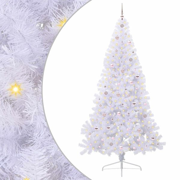 vidaXL K&uuml;nstlicher Weihnachtsbaum Wei&szlig; 240 cm PVC und Stahl