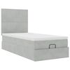 vidaXL Ottoman-Bett mit Matratzen & LEDs Hellgrau 90x190 cm Samt