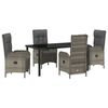 vidaXL Garten Essgruppe mit Kissen 5 pcs Grau Poly-Rattan