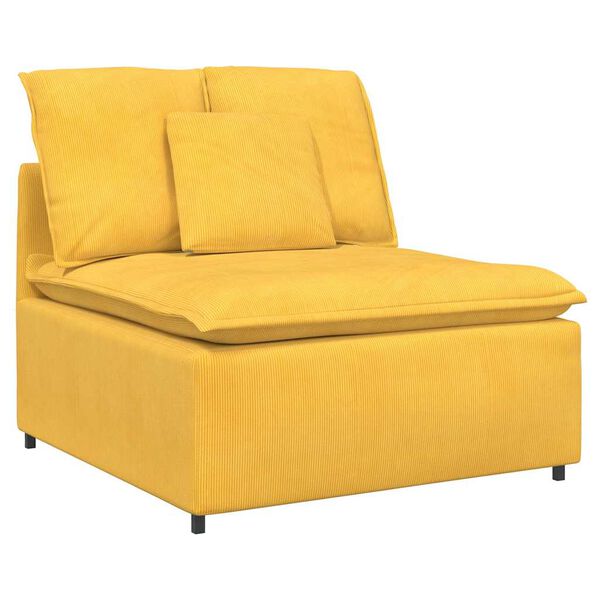 vidaXL Modulares Sofa mit Fußhocker Kissen Cordstoff Hellgelb