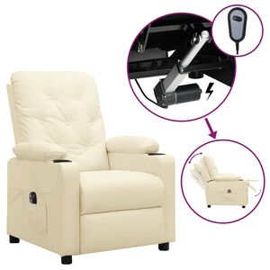 vidaXL Relaxsessel Elektrisch Creme Kunstleder