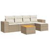 vidaXL 6-tlg. Garten-Sofagarnitur mit Kissen Beige Poly Rattan