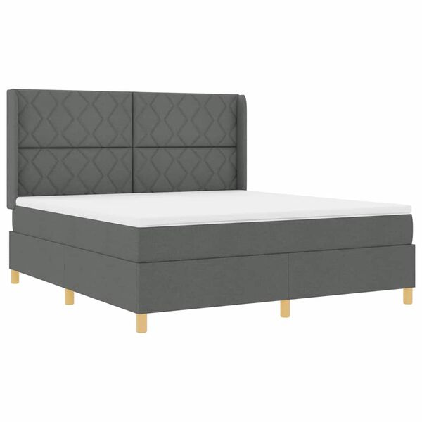 vidaXL Boxspringbett mit Matratze Grau 180 x 200 cm Stoff