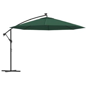vidaXL Ampelschirm mit LED-Beleuchtung und Metall-Mast 350 cm Gr&uuml;n