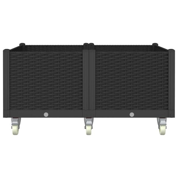 vidaXL Pflanzkasten mit Rollen Schwarz 100x80x54 cm PP