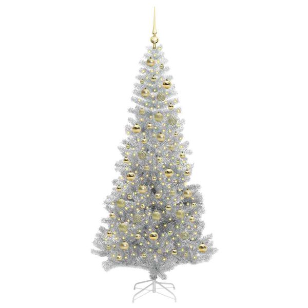 vidaXL Weihnachtsbaum mit 300 LEDs mit St&auml;nder Silber 210 cm PET