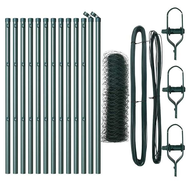 vidaXL Zaunpfosten Grün 25 x 0,6 m (50 mm Maschen) Stahl und PVC